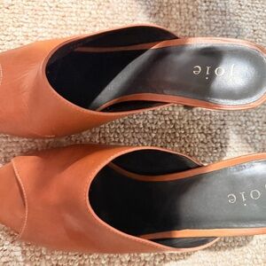 Joie Rust-Tan Leather Open-Toe Slide Mules